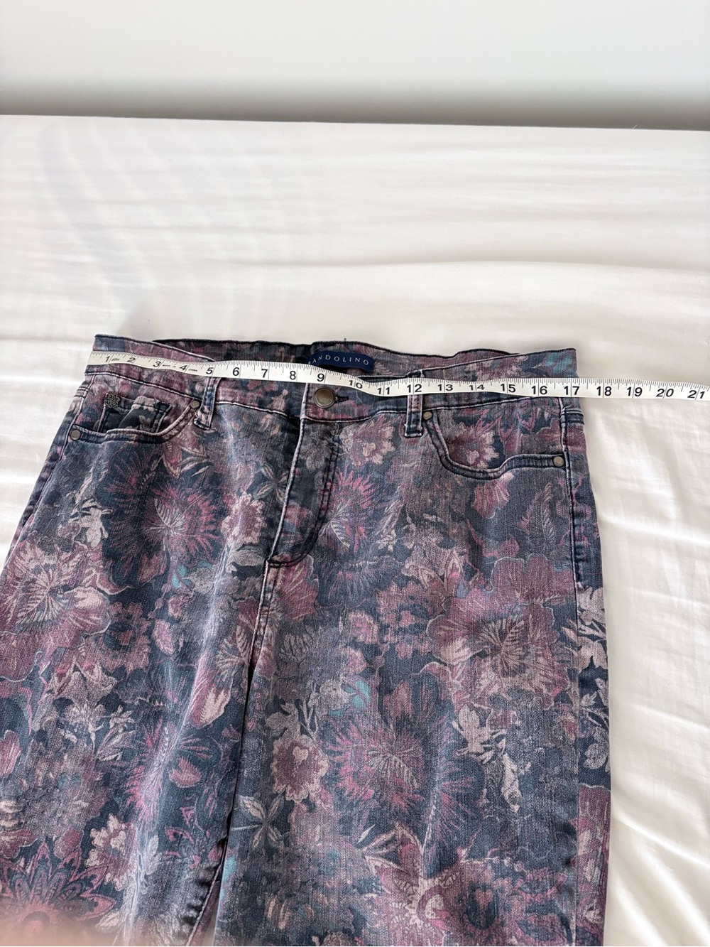 Bandolino Jeans with Dusty Lavender and Slate Floral Waistband - Picture 3 of 9